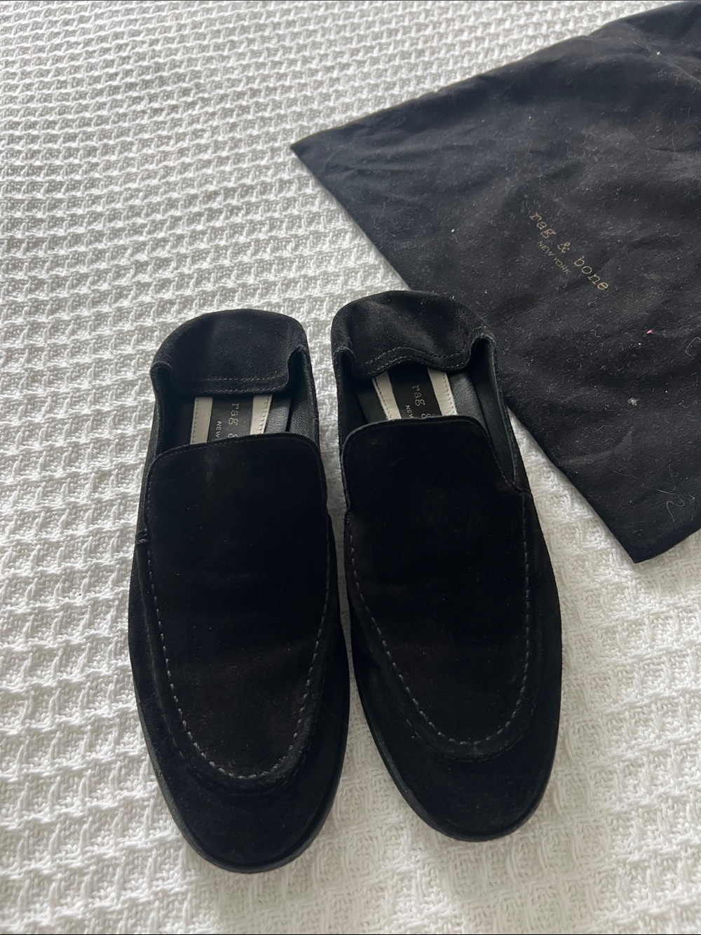 Rag & Bone Black Suede Slip-On Loafers